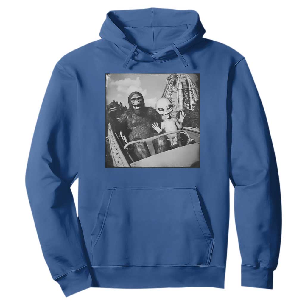 Funny Bigfoot Alien Hoodie Sasquatch UFO Coaster TS10 Royal Blue Print Your Wear