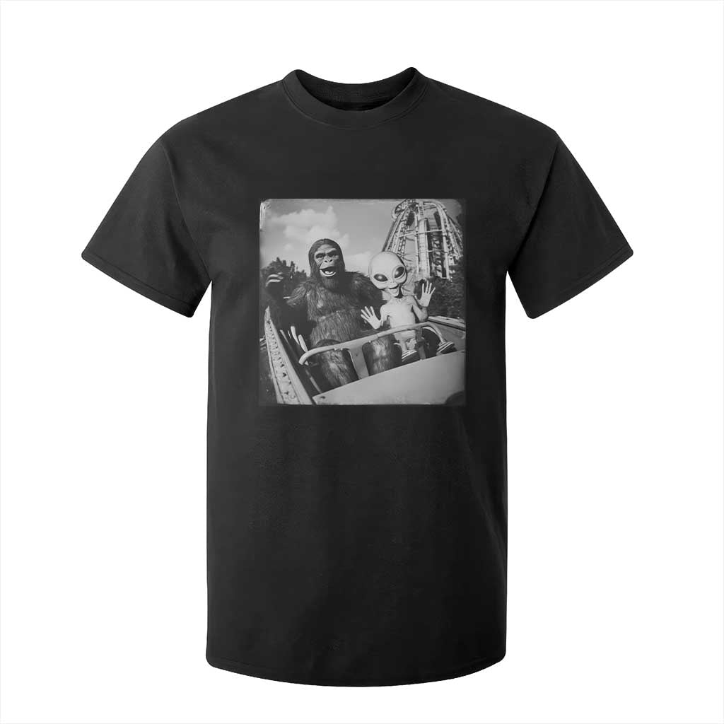 Funny Bigfoot Alien T Shirt For Kid Sasquatch UFO Coaster TS10 Black Print Your Wear