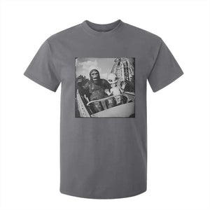 Funny Bigfoot Alien T Shirt For Kid Sasquatch UFO Coaster TS10 Charcoal Print Your Wear