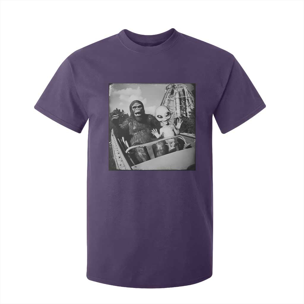 Funny Bigfoot Alien T Shirt For Kid Sasquatch UFO Coaster TS10 Purple Print Your Wear