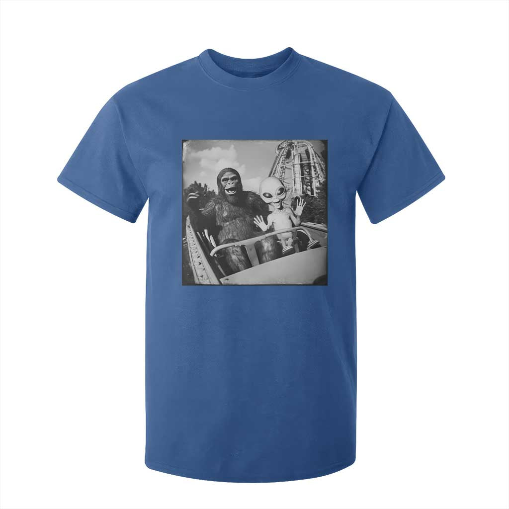 Funny Bigfoot Alien T Shirt For Kid Sasquatch UFO Coaster TS10 Royal Blue Print Your Wear
