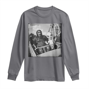 Funny Bigfoot Alien Long Sleeve Shirt Sasquatch UFO Coaster TS10 Charcoal Print Your Wear