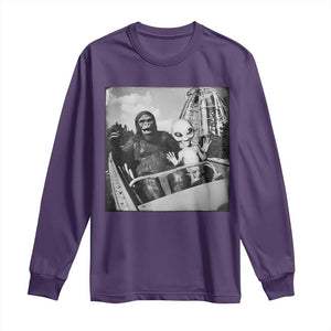 Funny Bigfoot Alien Long Sleeve Shirt Sasquatch UFO Coaster TS10 Purple Print Your Wear