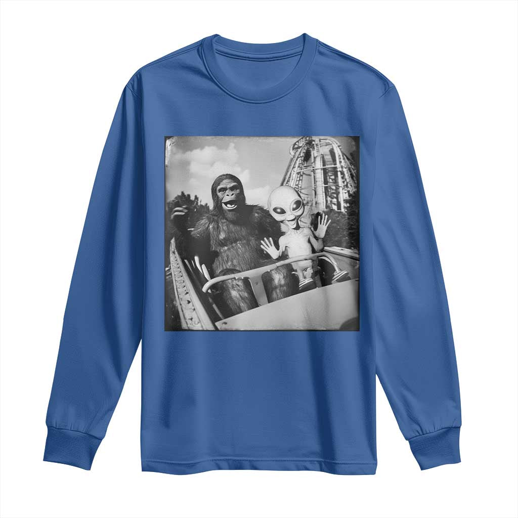 Funny Bigfoot Alien Long Sleeve Shirt Sasquatch UFO Coaster TS10 Royal Blue Print Your Wear