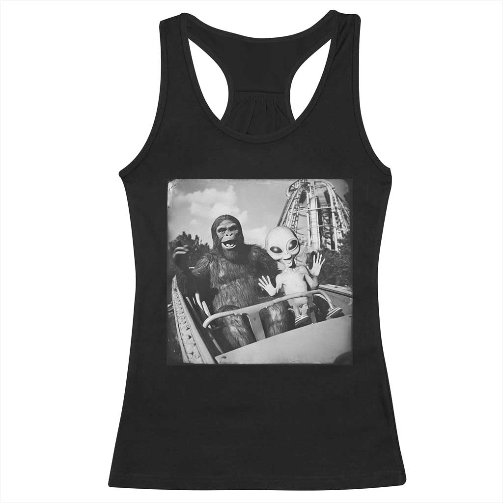 Funny Bigfoot Alien Racerback Tank Top Sasquatch UFO Coaster - Print Your Wear