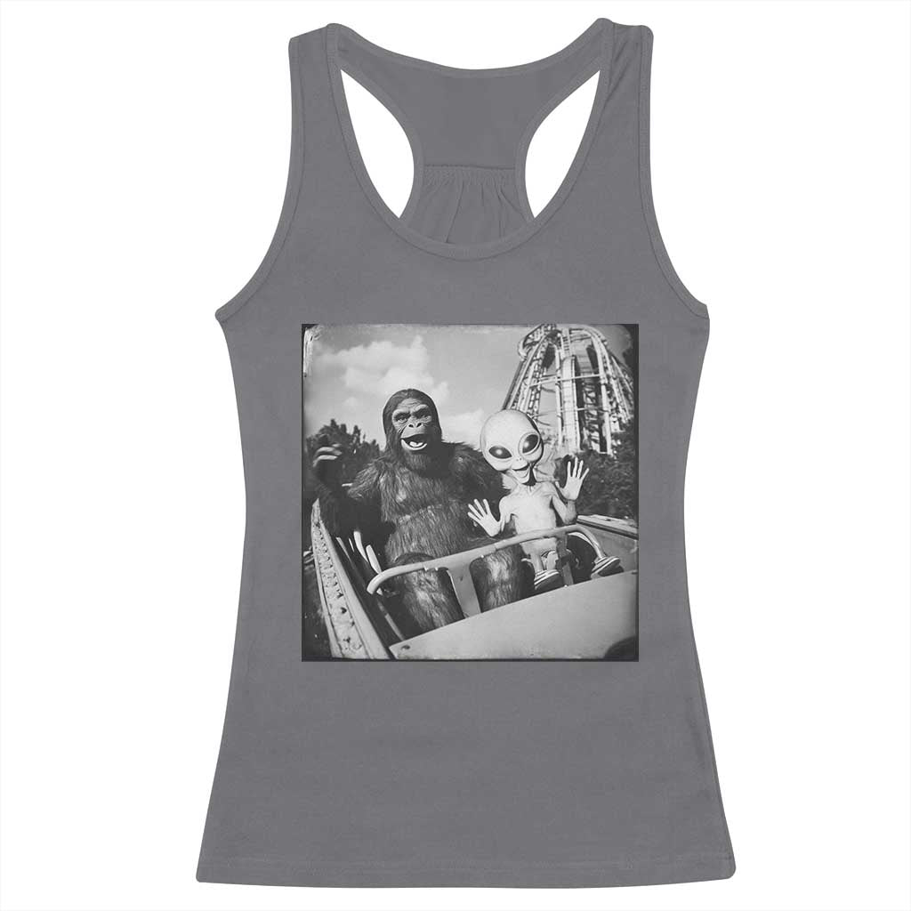 Funny Bigfoot Alien Racerback Tank Top Sasquatch UFO Coaster - Print Your Wear