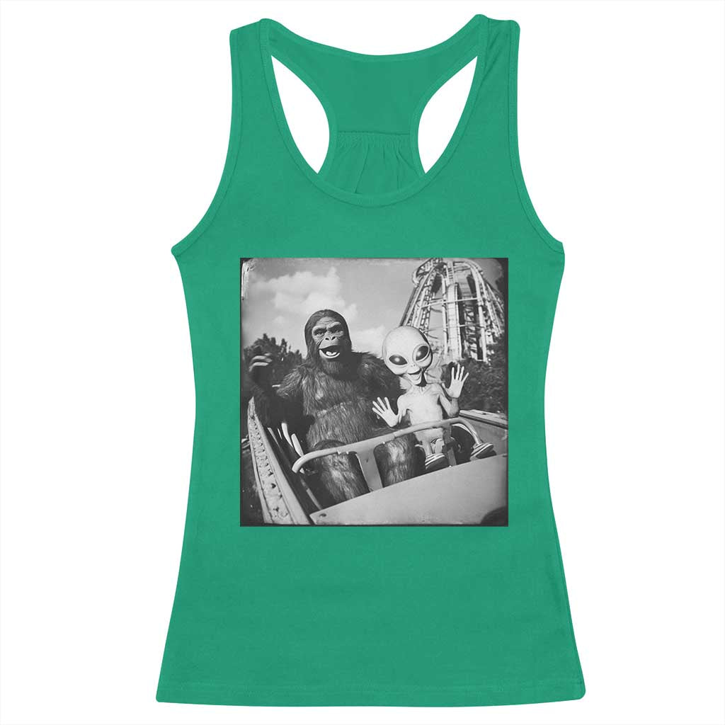 Funny Bigfoot Alien Racerback Tank Top Sasquatch UFO Coaster - Print Your Wear
