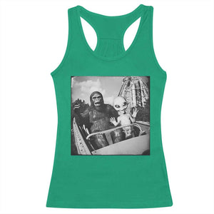 Funny Bigfoot Alien Racerback Tank Top Sasquatch UFO Coaster - Print Your Wear