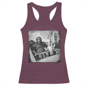 Funny Bigfoot Alien Racerback Tank Top Sasquatch UFO Coaster - Print Your Wear