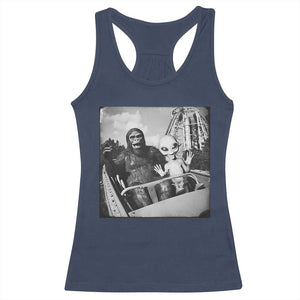 Funny Bigfoot Alien Racerback Tank Top Sasquatch UFO Coaster - Print Your Wear