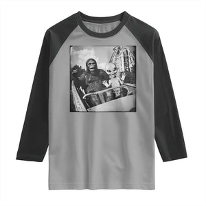 Funny Bigfoot Alien Raglan Shirt Sasquatch UFO Coaster TS10 Sport Gray Black Print Your Wear