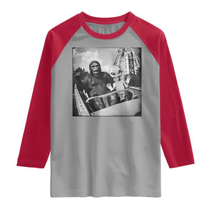 Funny Bigfoot Alien Raglan Shirt Sasquatch UFO Coaster TS10 Sport Gray Red Print Your Wear