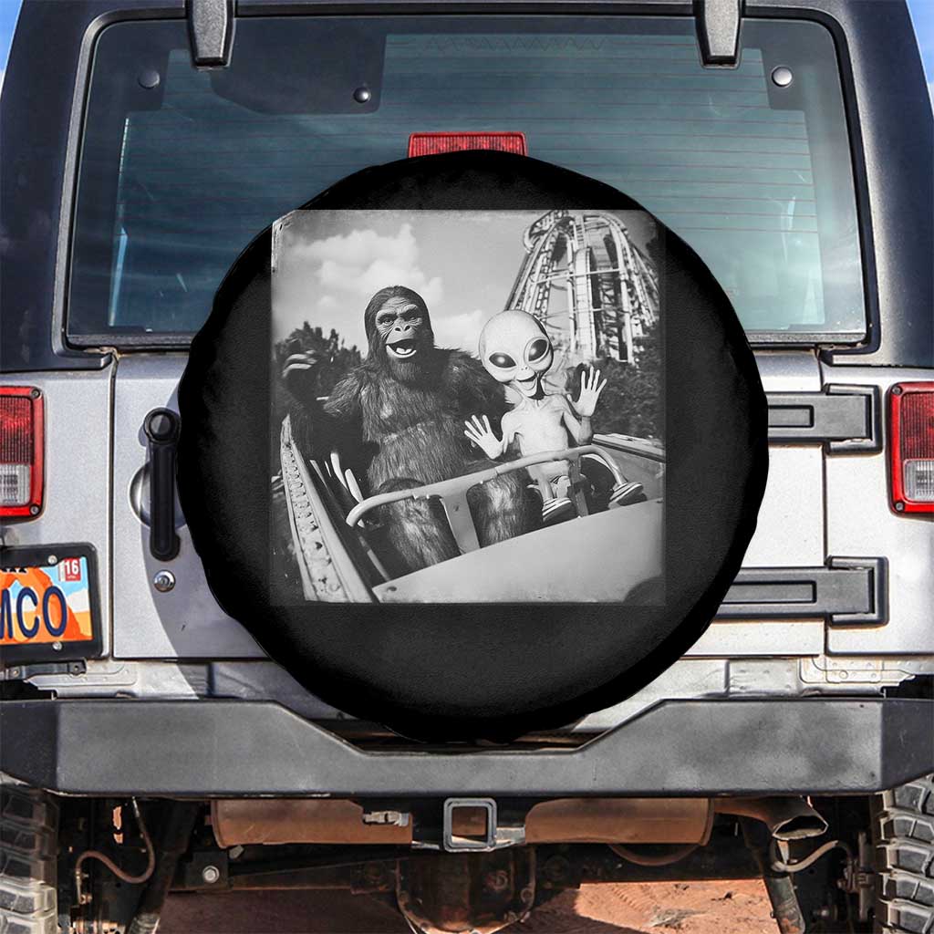 Funny Bigfoot Alien Spare Tire Cover Sasquatch UFO Coaster TS10 No hole Black Print Your Wear