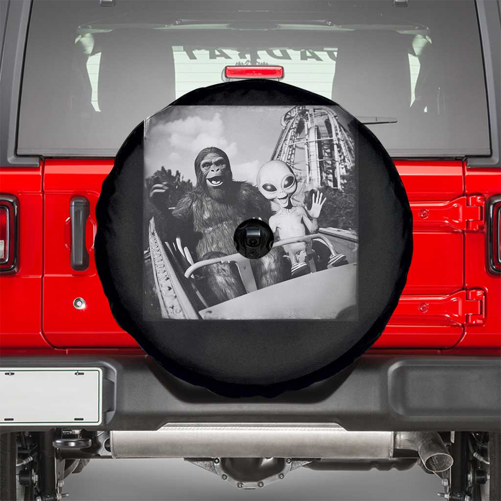 Funny Bigfoot Alien Spare Tire Cover Sasquatch UFO Coaster TS10 Black Print Your Wear