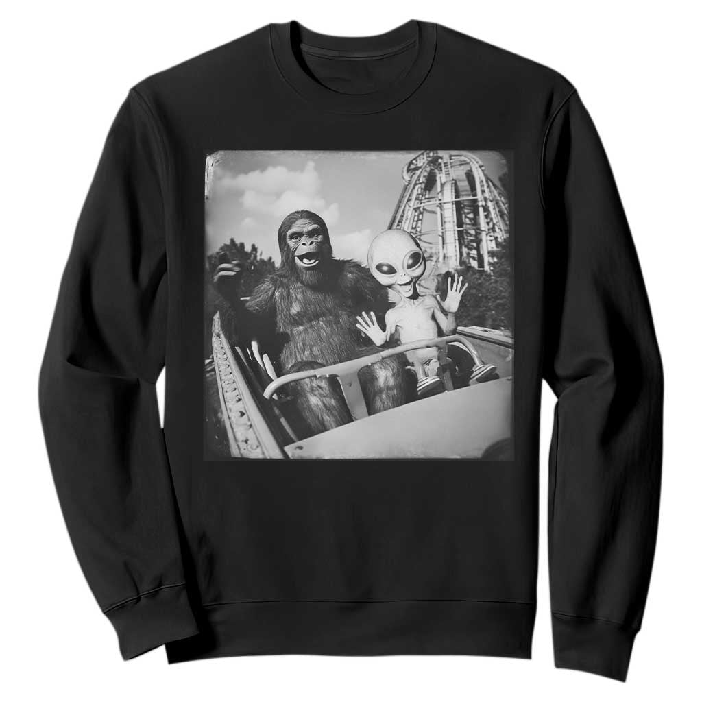 Funny Bigfoot Alien Sweatshirt Sasquatch UFO Coaster TS10 Black Print Your Wear