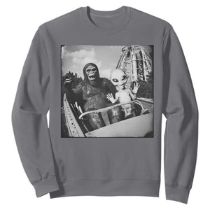 Funny Bigfoot Alien Sweatshirt Sasquatch UFO Coaster TS10 Charcoal Print Your Wear