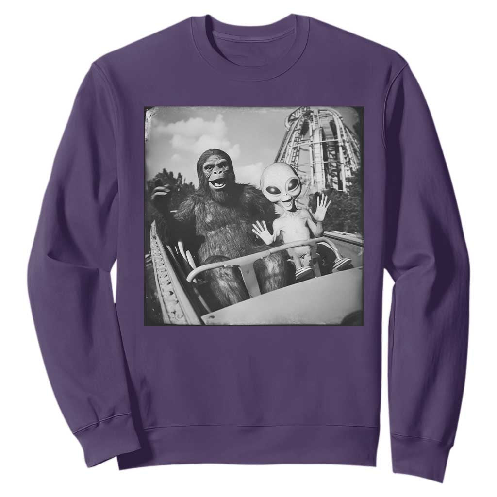 Funny Bigfoot Alien Sweatshirt Sasquatch UFO Coaster TS10 Purple Print Your Wear