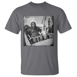 Funny Bigfoot Alien T Shirt Sasquatch UFO Coaster TS10 Charcoal Print Your Wear