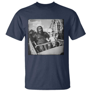 Funny Bigfoot Alien T Shirt Sasquatch UFO Coaster TS10 Navy Print Your Wear