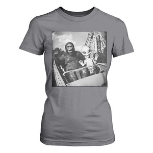 Funny Bigfoot Alien T Shirt For Women Sasquatch UFO Coaster TS10 Charcoal Print Your Wear