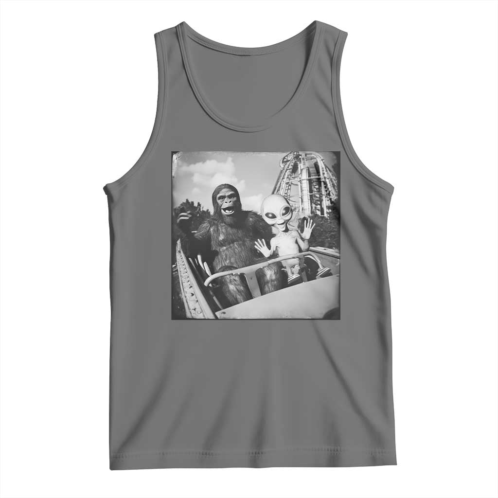 Funny Bigfoot Alien Tank Top Sasquatch UFO Coaster TS10 Black Heather Print Your Wear