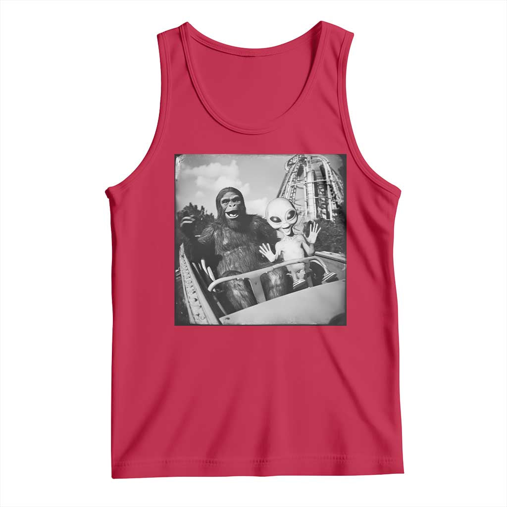 Funny Bigfoot Alien Tank Top Sasquatch UFO Coaster - Print Your Wear