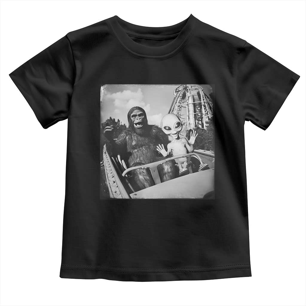 Funny Bigfoot Alien Toddler T Shirt Sasquatch UFO Coaster TS10 Black Print Your Wear