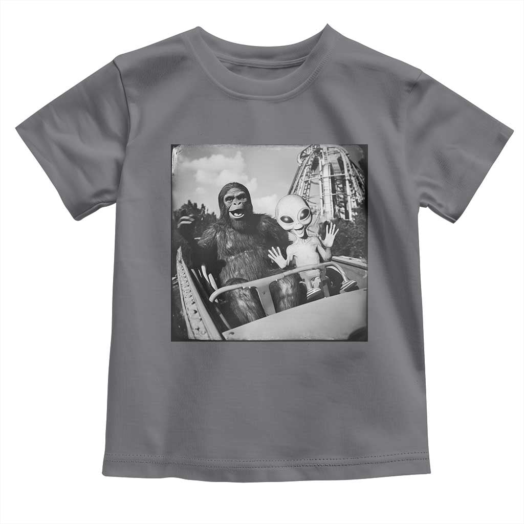 Funny Bigfoot Alien Toddler T Shirt Sasquatch UFO Coaster TS10 Charcoal Print Your Wear