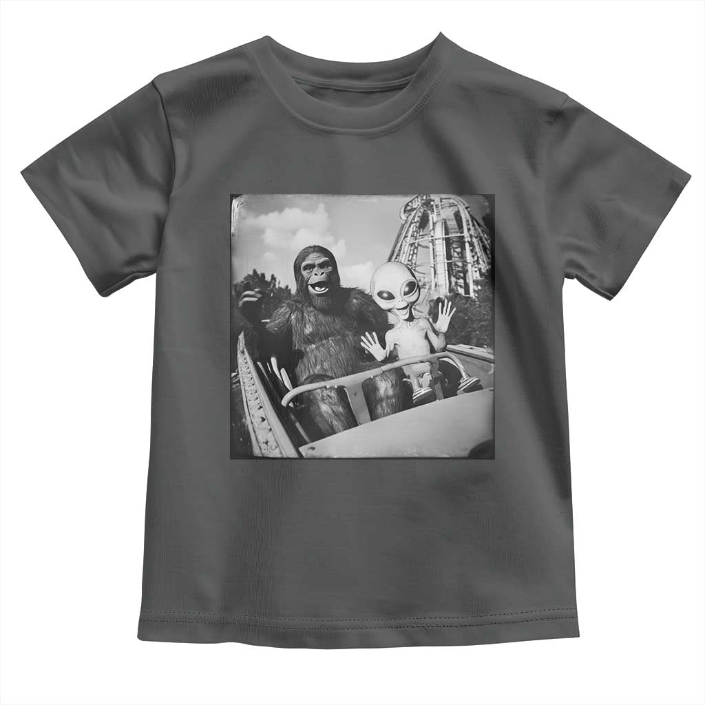 Funny Bigfoot Alien Toddler T Shirt Sasquatch UFO Coaster TS10 Dark Heather Print Your Wear