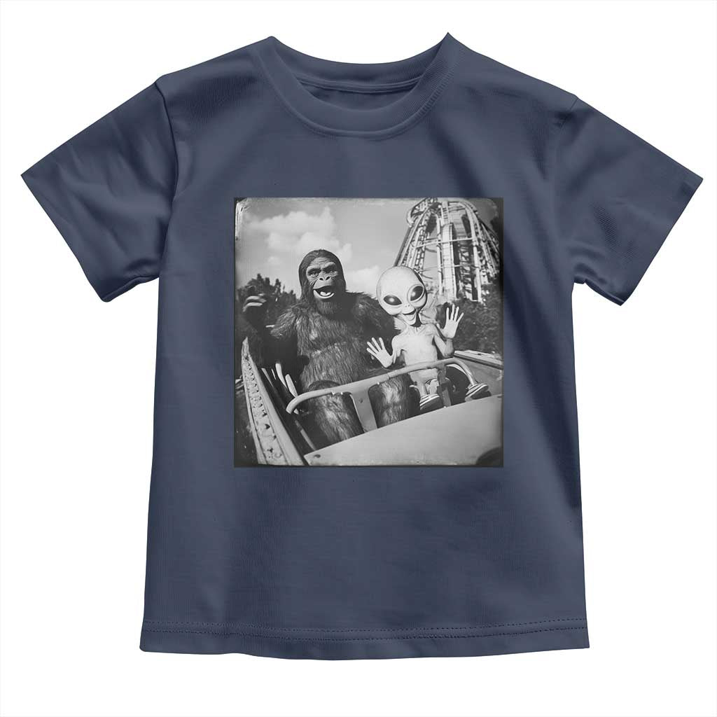 Funny Bigfoot Alien Toddler T Shirt Sasquatch UFO Coaster TS10 Navy Print Your Wear