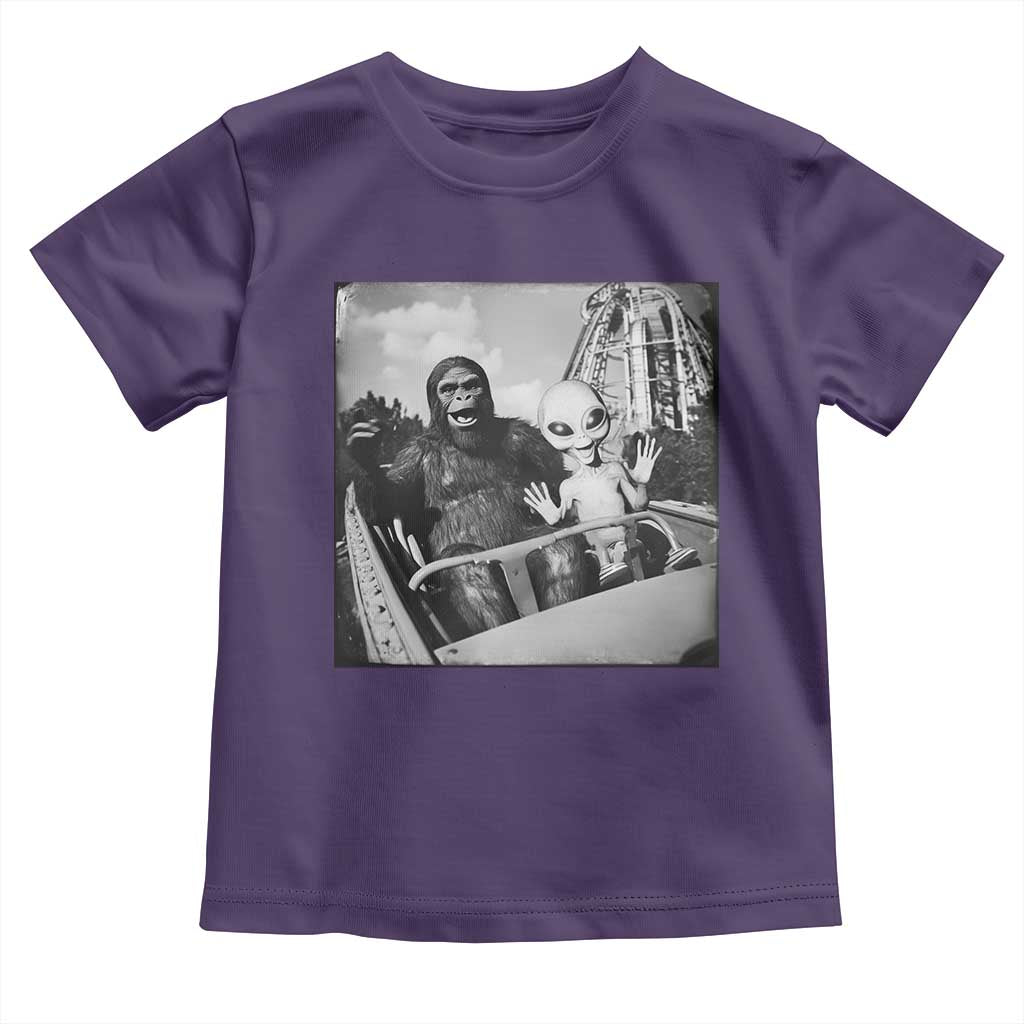 Funny Bigfoot Alien Toddler T Shirt Sasquatch UFO Coaster TS10 Purple Print Your Wear
