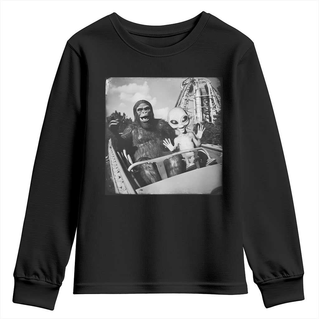 Funny Bigfoot Alien Youth Sweatshirt Sasquatch UFO Coaster TS10 Black Print Your Wear