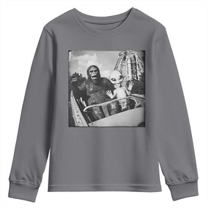 Funny Bigfoot Alien Youth Sweatshirt Sasquatch UFO Coaster TS10 Charcoal Print Your Wear