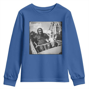 Funny Bigfoot Alien Youth Sweatshirt Sasquatch UFO Coaster TS10 Royal Blue Print Your Wear