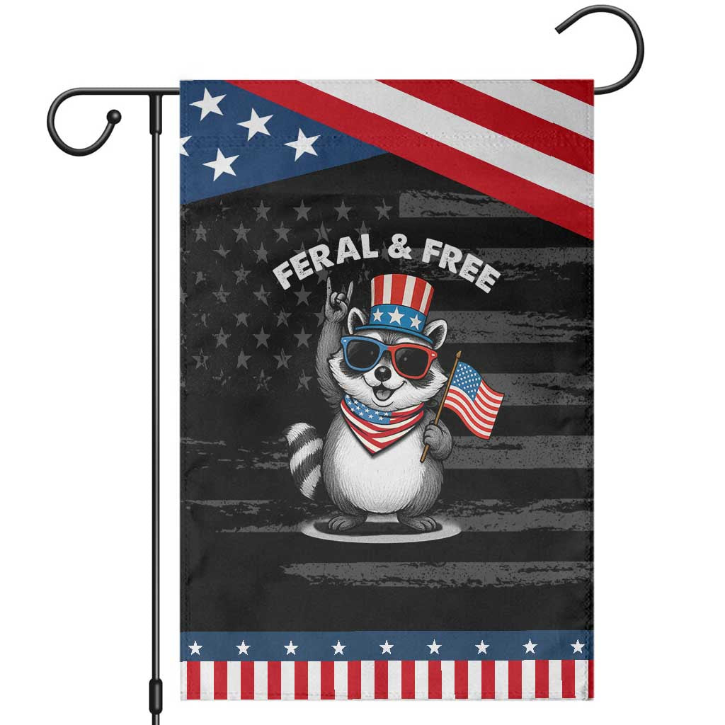 Funny Raccoon July 4th Garden Flag Patriotic Trash Panda Feral But Free TS10 Distressed Black Blue Print Your Wear