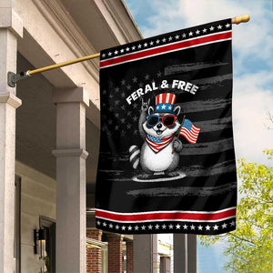 Funny Raccoon July 4th Garden Flag Patriotic Trash Panda Feral But Free TS10 Distressed Black Red Print Your Wear