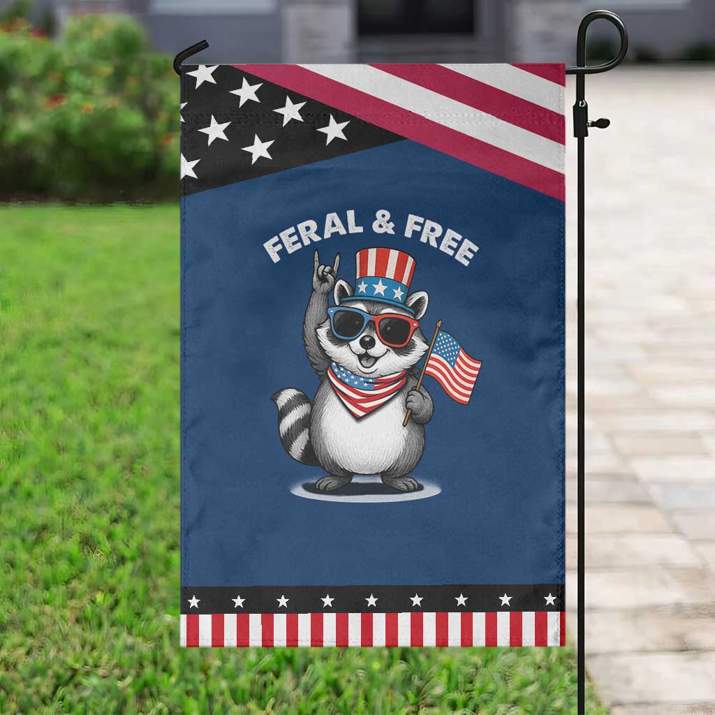 Funny Raccoon July 4th Garden Flag Patriotic Trash Panda Feral But Free TS10 Classic Blue Black Print Your Wear