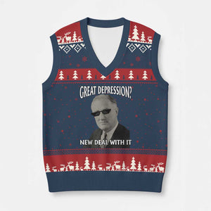 FDR Great Depression Deal With It V-Neck Knit Sweater Vest Funny History Meme