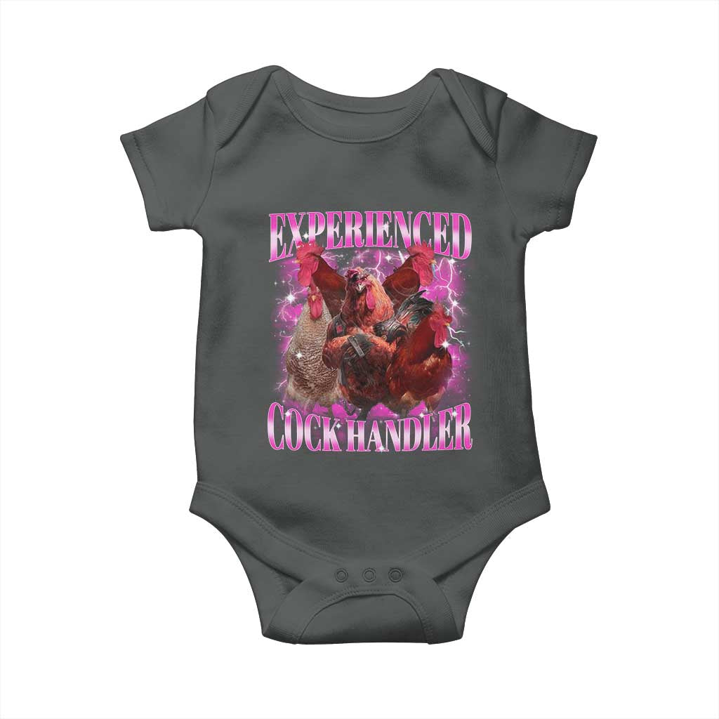 Embarrassing Adult Humor Experienced Cock Handler Inappropriate Baby Onesie TS10 Dark Heather Print Your Wear