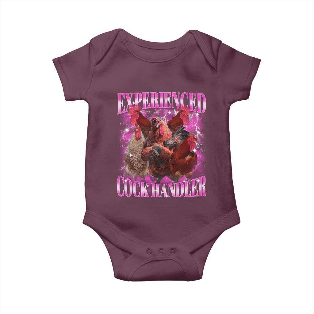 Embarrassing Adult Humor Experienced Cock Handler Inappropriate Baby Onesie TS10 Maroon Print Your Wear