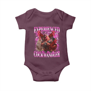 Embarrassing Adult Humor Experienced Cock Handler Inappropriate Baby Onesie TS10 Maroon Print Your Wear