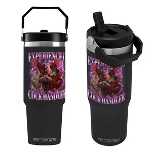 Embarrassing Adult Humor Experienced Cock Handler Inappropriate Flip Straw Tumbler TS10 One Size: 30 oz Black Print Your Wear