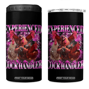 Embarrassing Adult Humor Experienced Cock Handler Inappropriate 4 in 1 Can Cooler Tumbler TS10 One Size: 16 oz Black Print Your Wear
