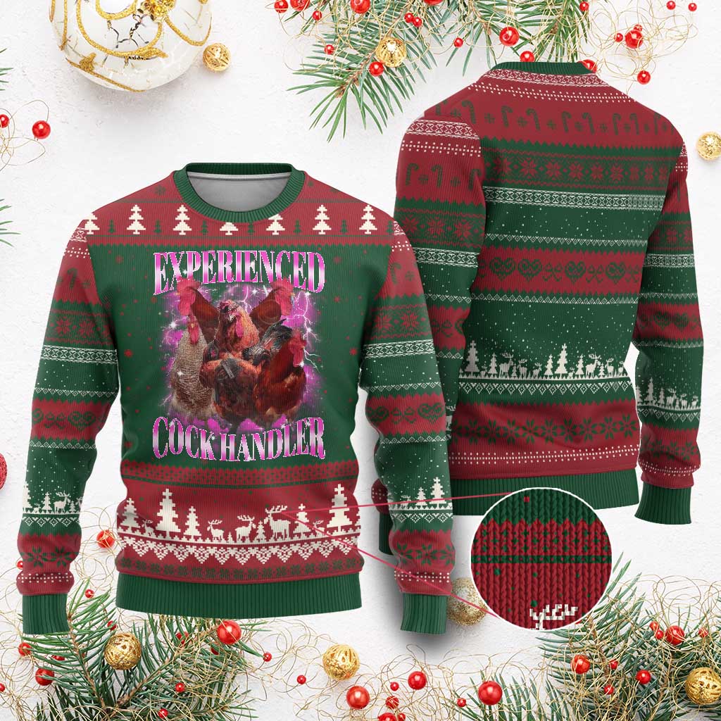Embarrassing Adult Humor Experienced Cock Handler Inappropriate Ugly Christmas Sweater TS10 Red Green Print Your Wear