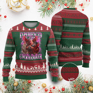 Embarrassing Adult Humor Experienced Cock Handler Inappropriate Ugly Christmas Sweater TS10 Red Green Print Your Wear