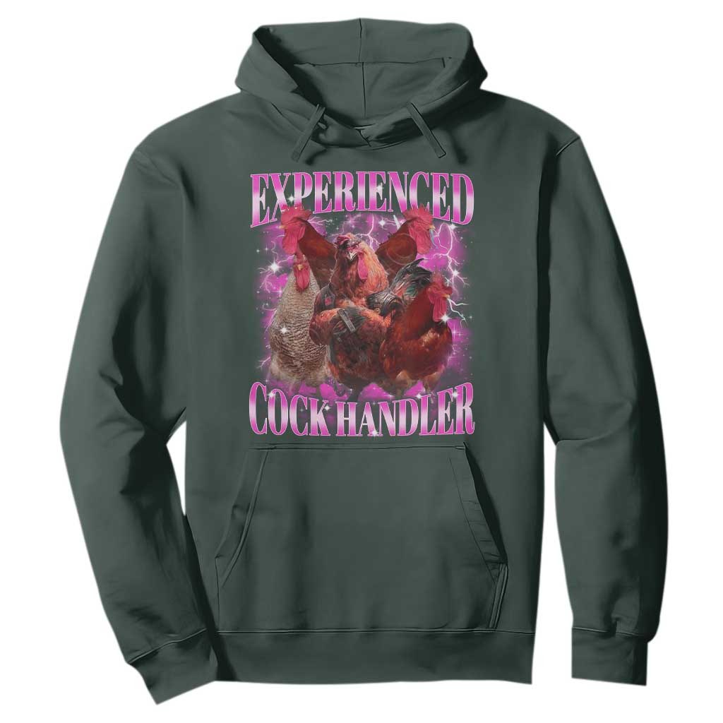 Embarrassing Adult Humor Experienced Cock Handler Inappropriate Hoodie TS10 Dark Forest Green Print Your Wear
