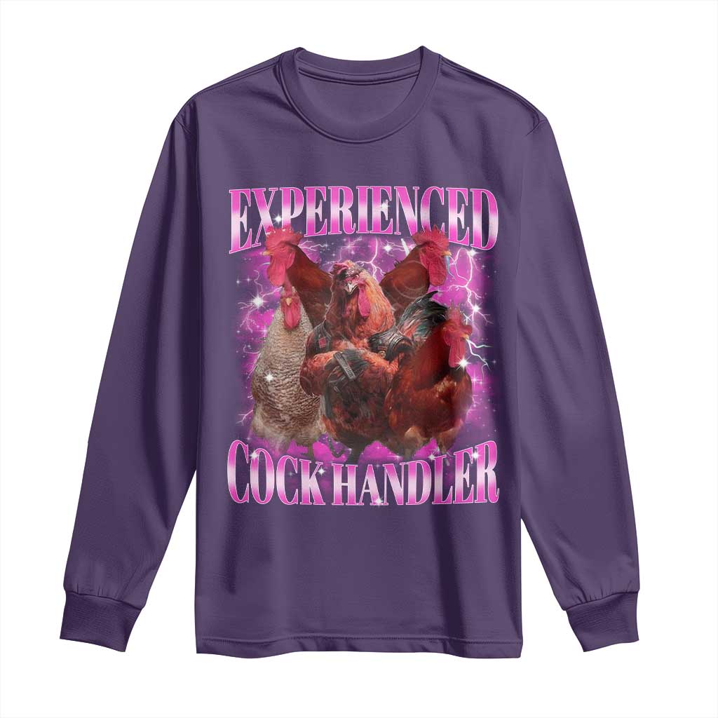 Embarrassing Adult Humor Experienced Cock Handler Inappropriate Long Sleeve Shirt TS10 Purple Print Your Wear