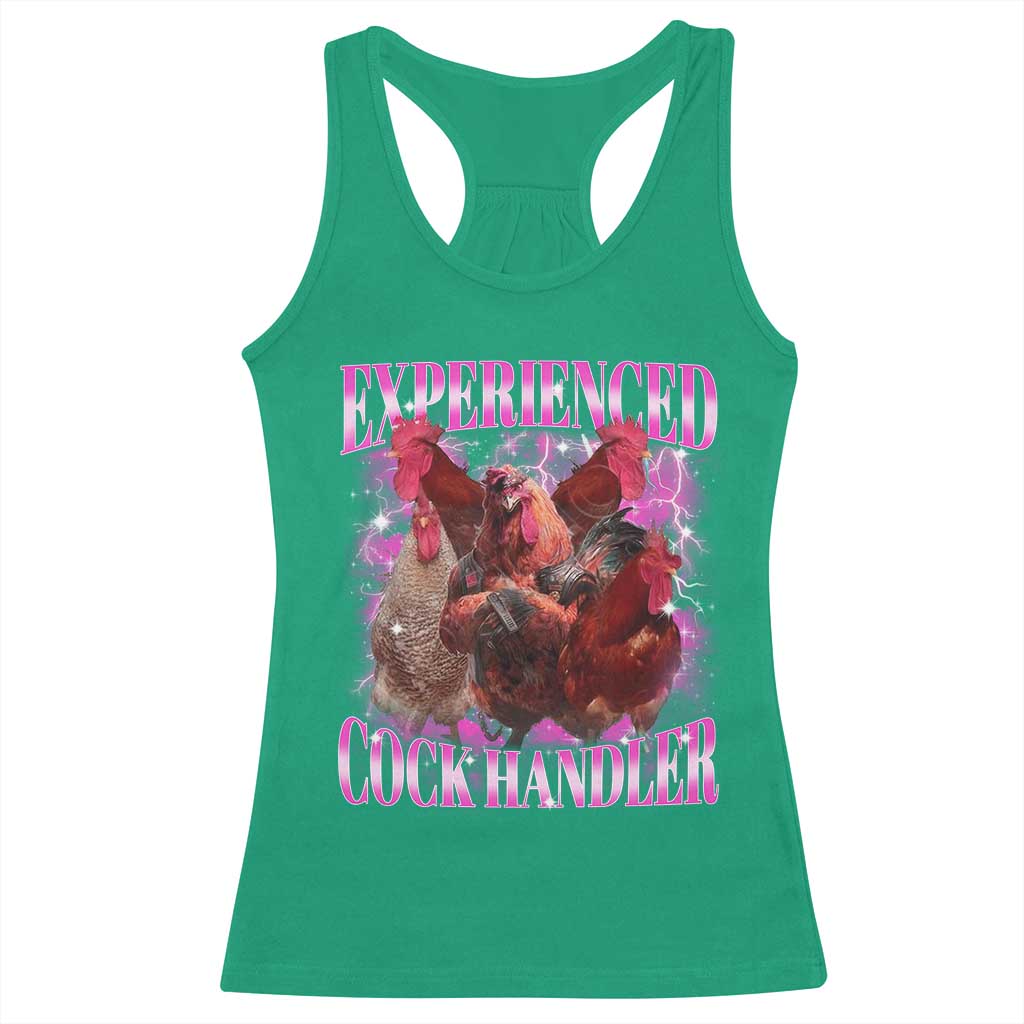 Embarrassing Adult Humor Experienced Cock Handler Inappropriate Racerback Tank Top TS10 Irish Green Print Your Wear