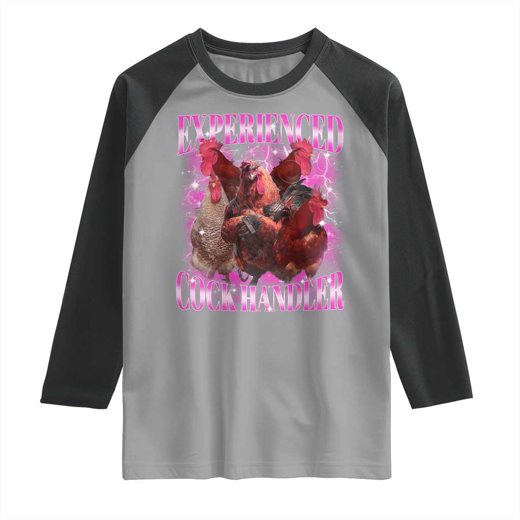 Embarrassing Adult Humor Experienced Cock Handler Inappropriate Raglan Shirt TS10 Sport Gray Black Print Your Wear