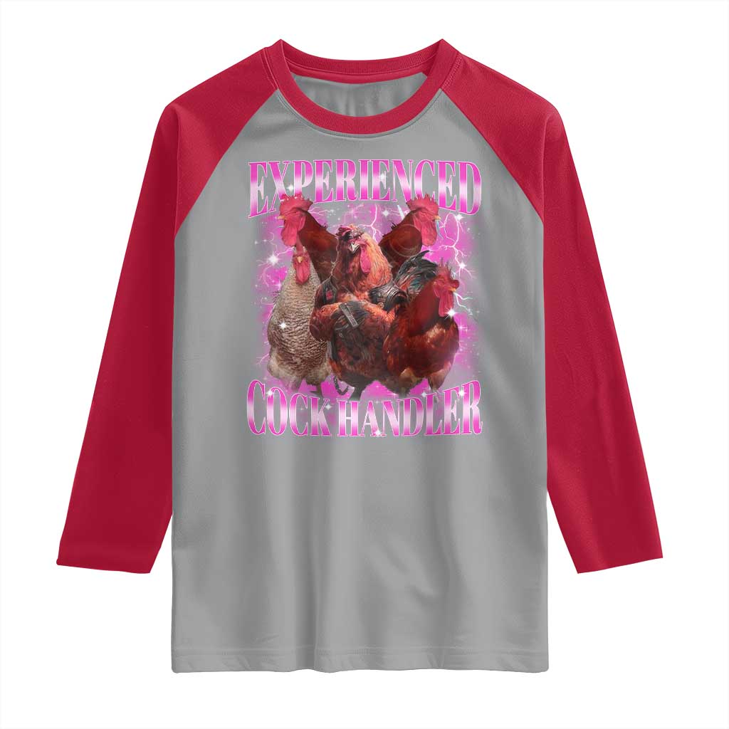 Embarrassing Adult Humor Experienced Cock Handler Inappropriate Raglan Shirt TS10 Sport Gray Red Print Your Wear